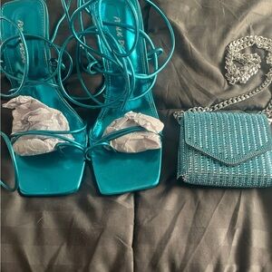 Public Desire Teal Mini Bag with Chain Strap